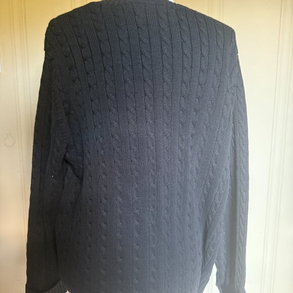Lauren Ralph Lauren Black Cotton Cable Knit Sweater Monogram Long Sleeve sz 2X - Picture 5 of 7